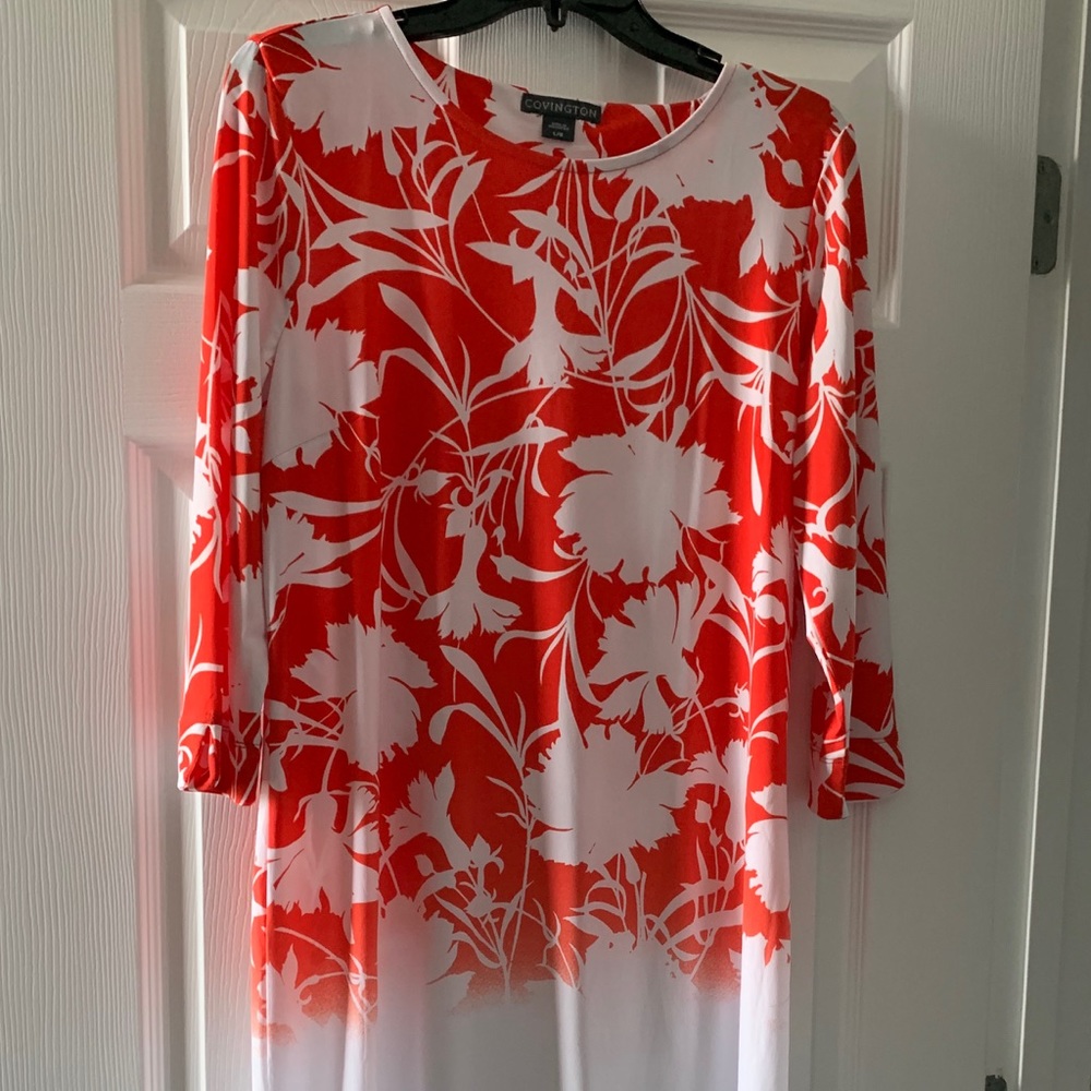 Orange and white loose dress